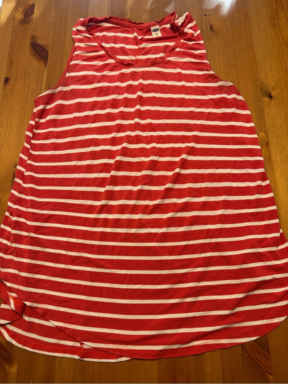 Women’s Orange and White Striped Sleeveless Tank Top